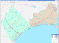 Myrtle Beach-Conway-North Myrtle Beach Metro Area Wall Map Color Cast Style 2024